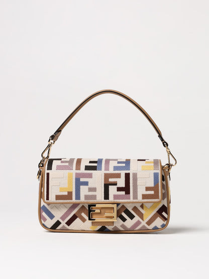 Fendi Fendi Baguette Canvas Handbag With Ff Jacquard Monogram