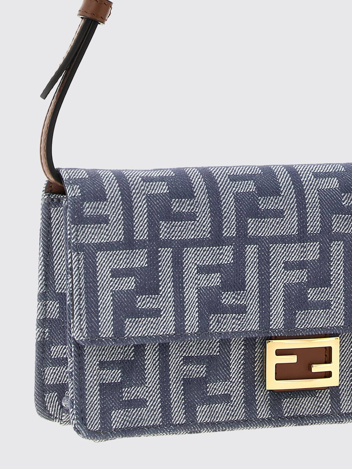 baguette ff denim shoulder bag