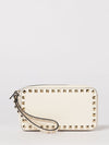 rockstud grained leather clutch