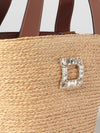 viv' skate raffia bag with jewel buckle