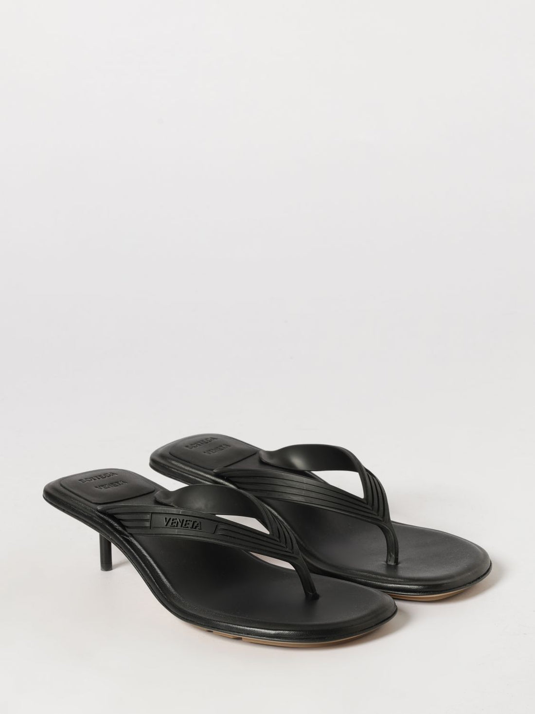 BOTTEGA VENETA 36 sampieri rubber thong sandals with medium stiletto heel