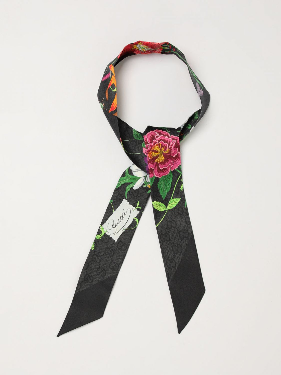 GUCCI OS floral print gg monogram silk bandeau