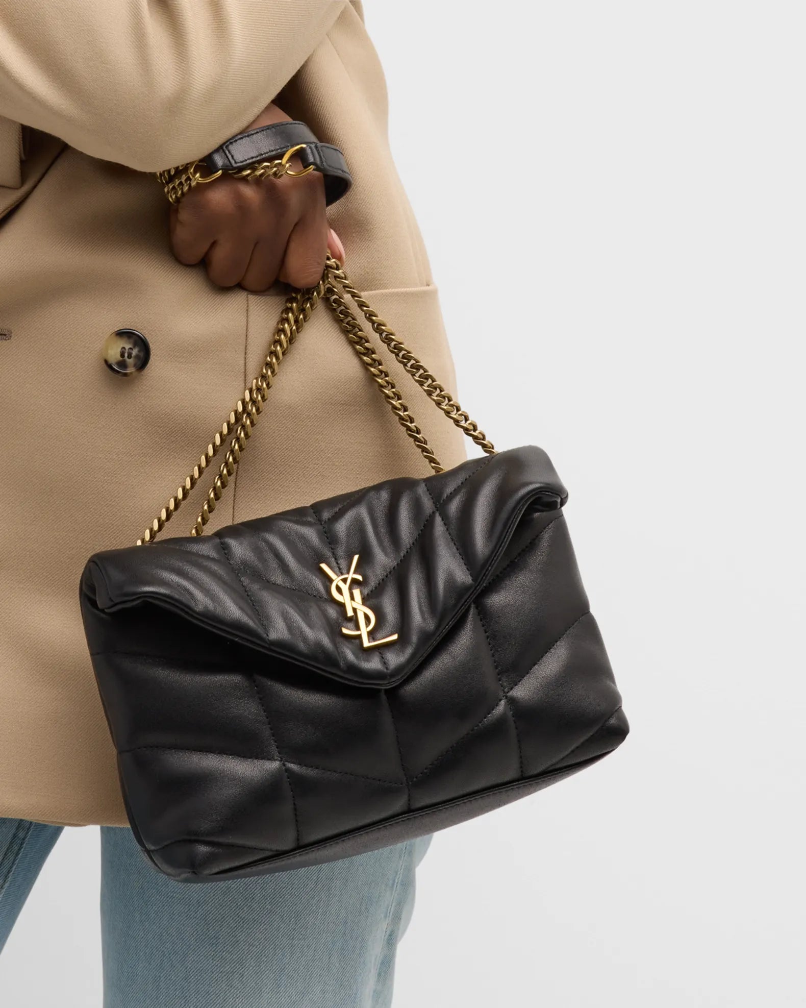 Loulou Toy Puffer Black Leather Shoulder Bag