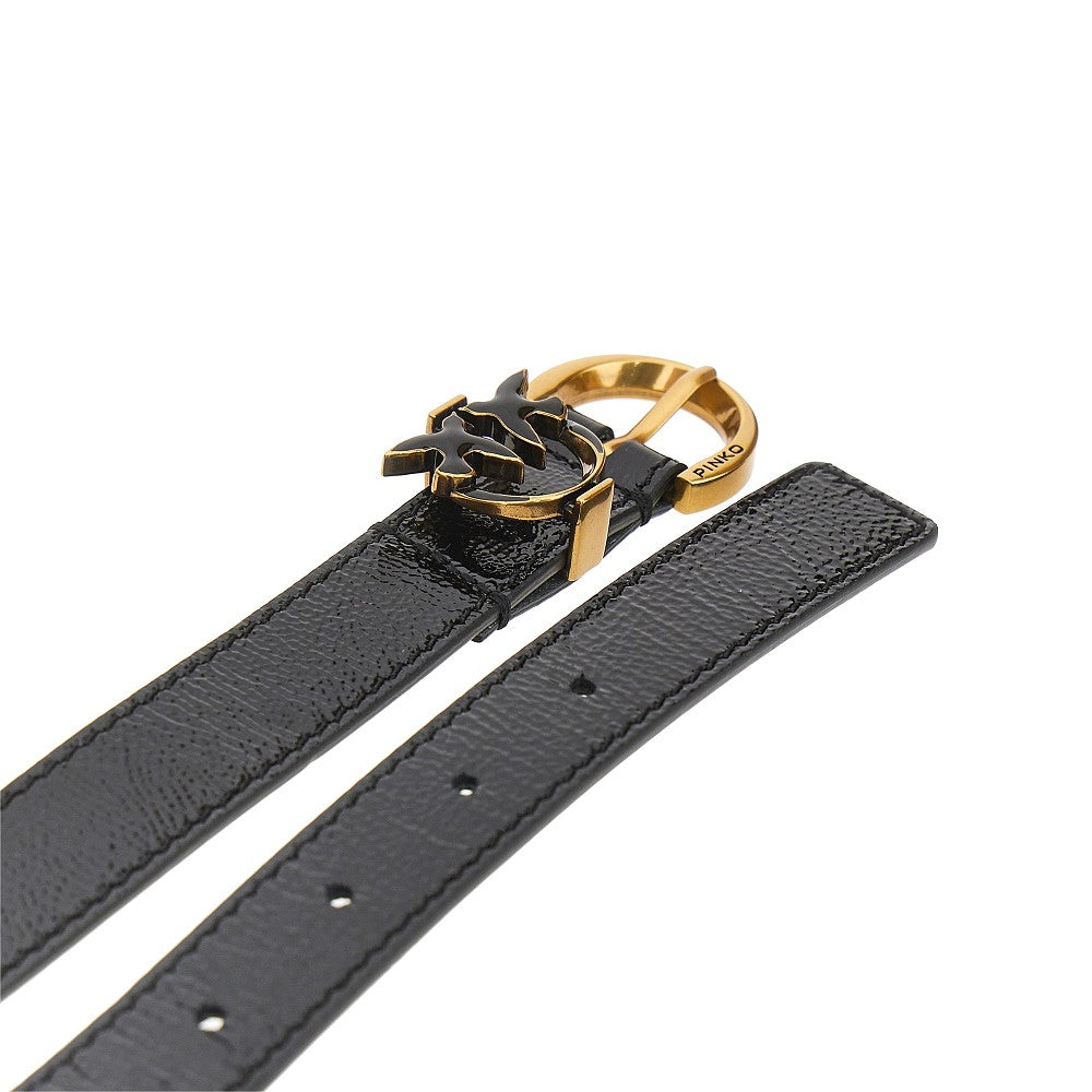 grained leather love birds belt