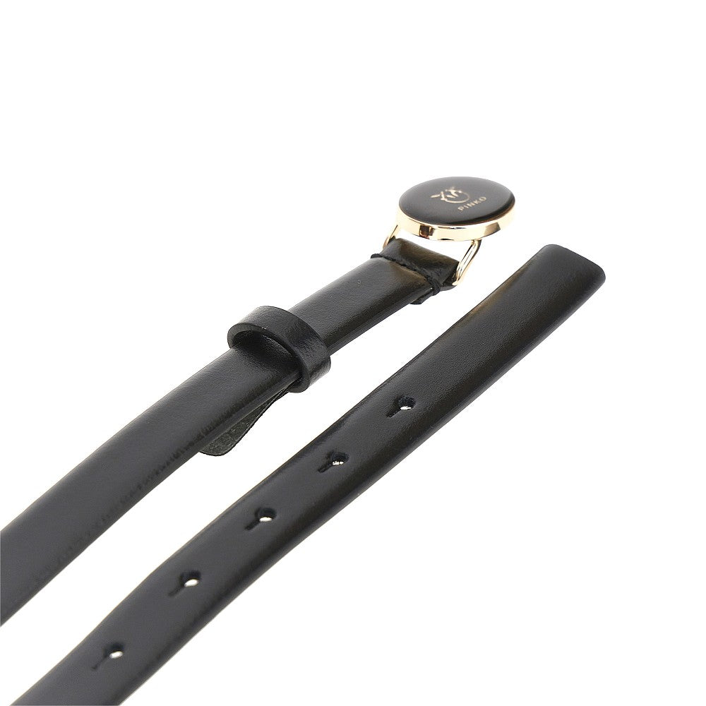 PINKO XS leather belt with enameled buckle
