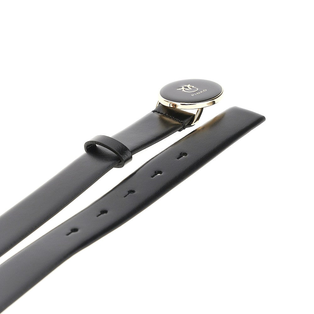 PINKO XS leather belt with love birds buckle