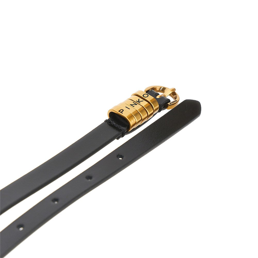 PINKO XS leather belt with lettering logo loops