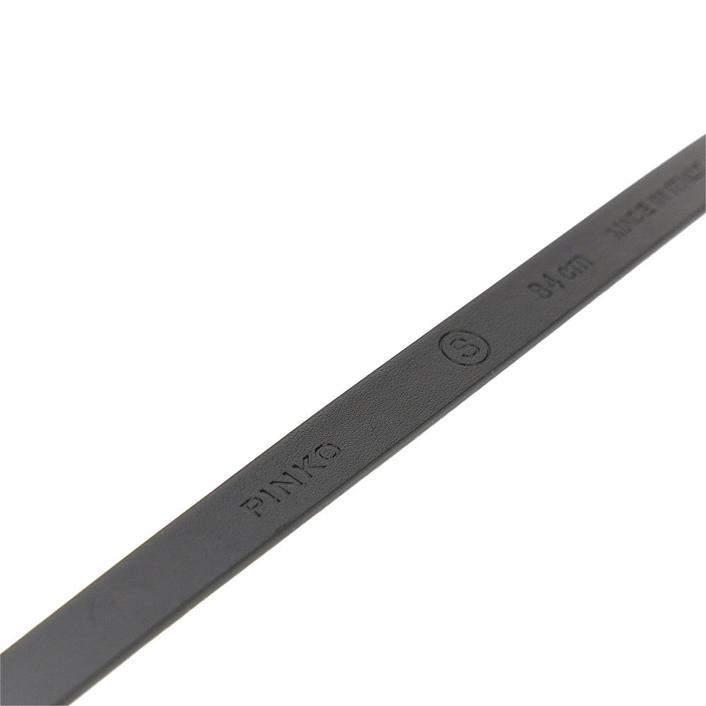 leather belt with lettering logo loops