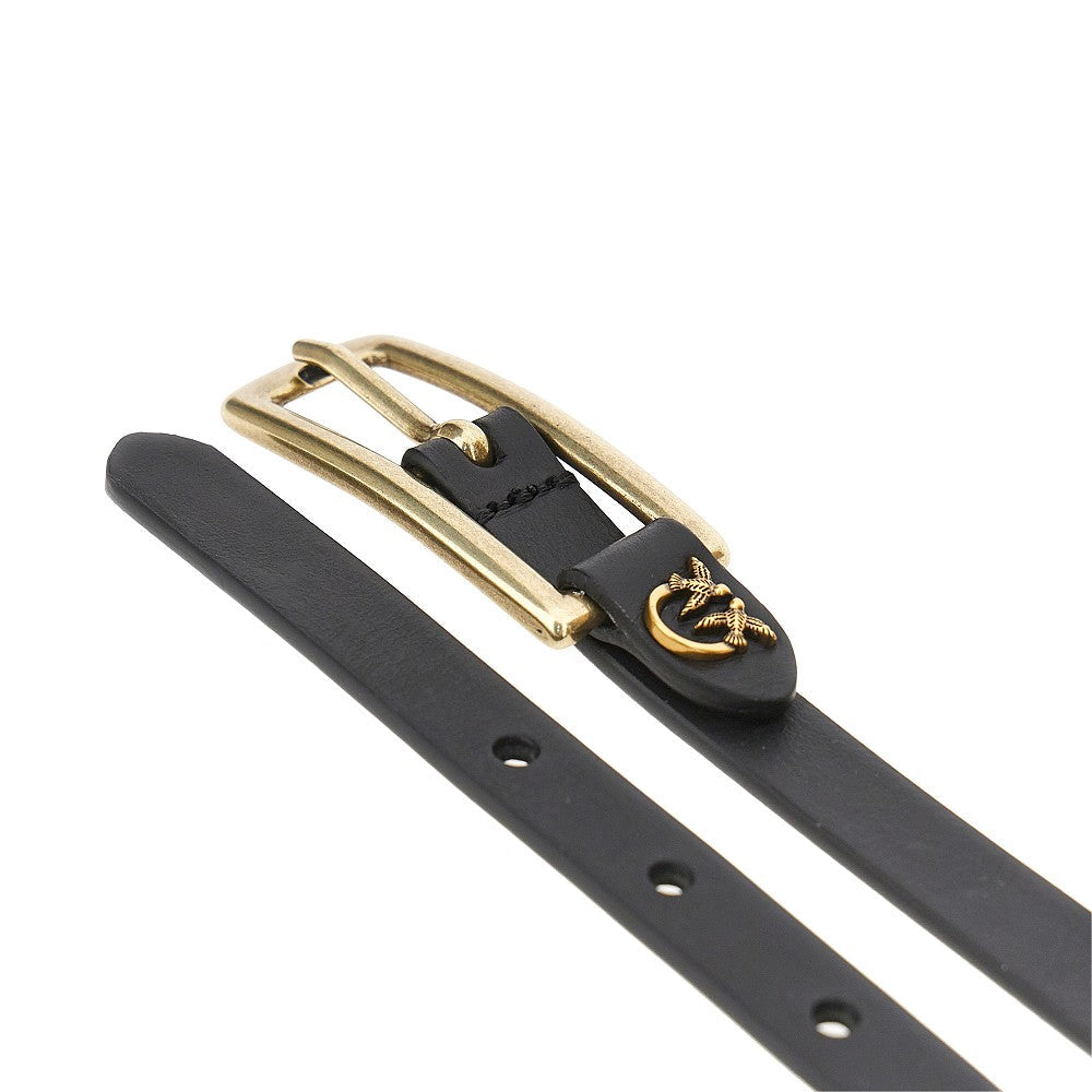 leather belt with love birds detail