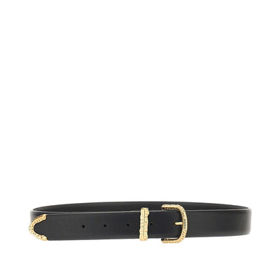 hammered buckle leather belt
