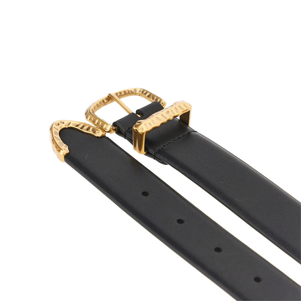 PINKO XS hammered buckle leather belt