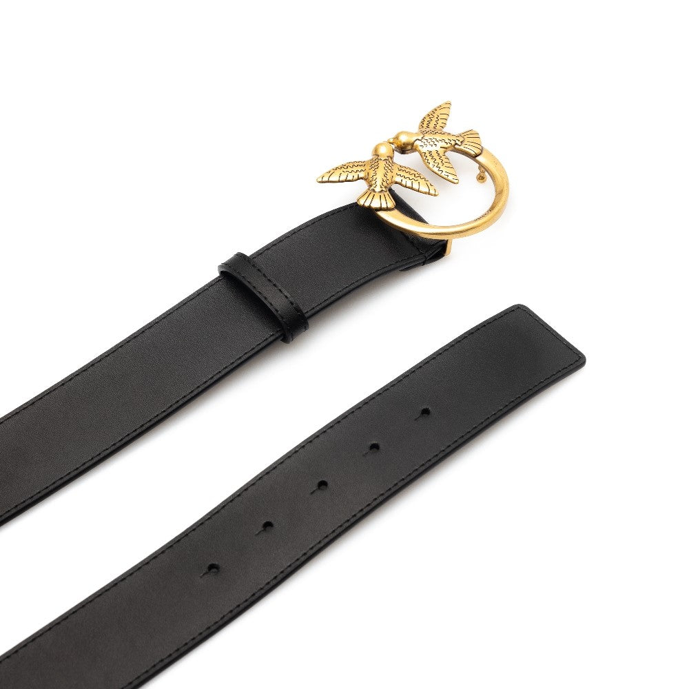 PINKO XS leather love birds high-rise belt