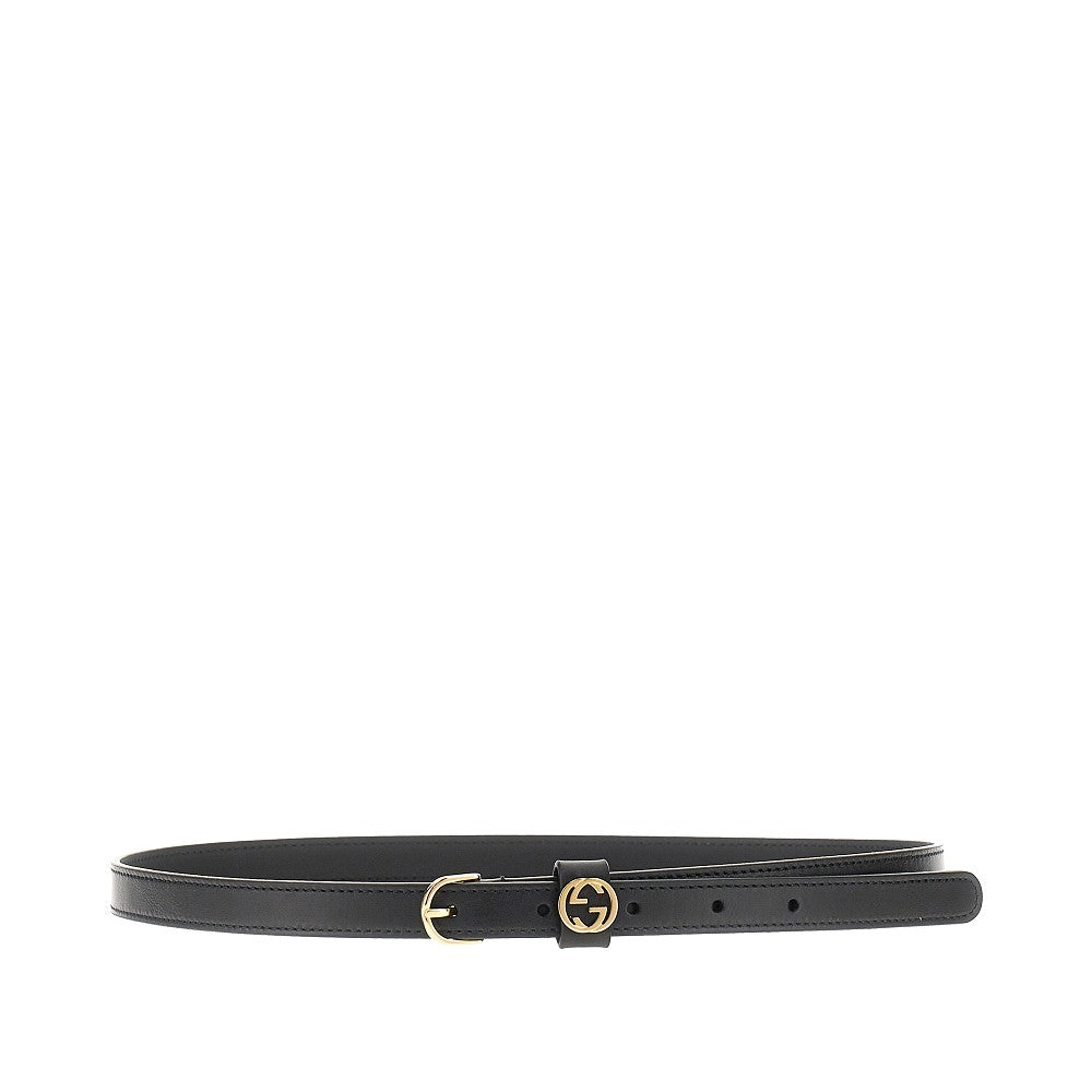 leather belt with gg interlock