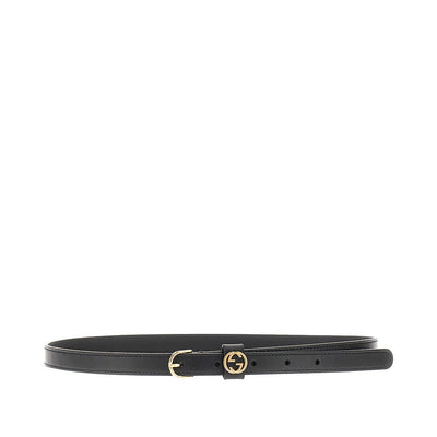 leather belt with gg interlock