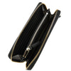 grained leather zip-around wallet