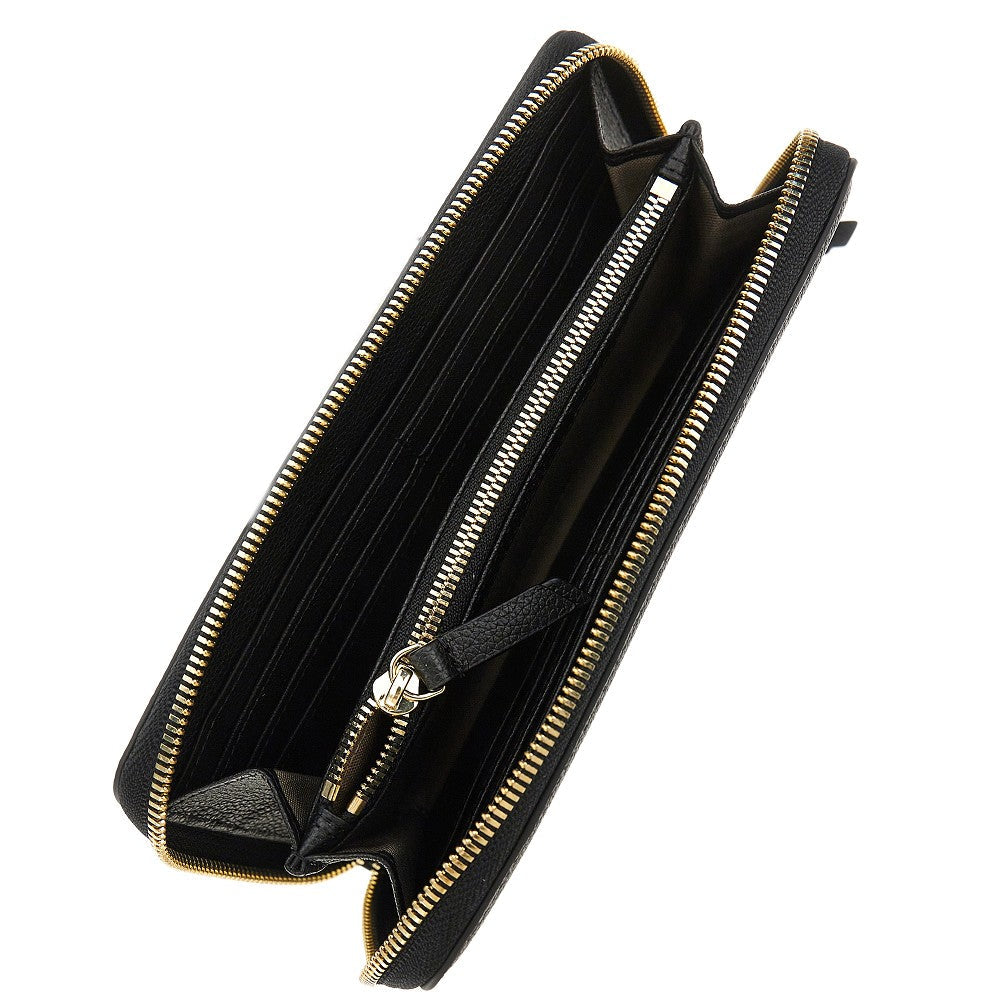 grained leather zip-around wallet