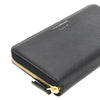 grained leather zip-around wallet