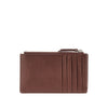 grained leather card holder with logo