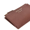 grained leather card holder with logo