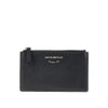 grained leather card holder with logo
