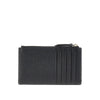 grained leather card holder with logo