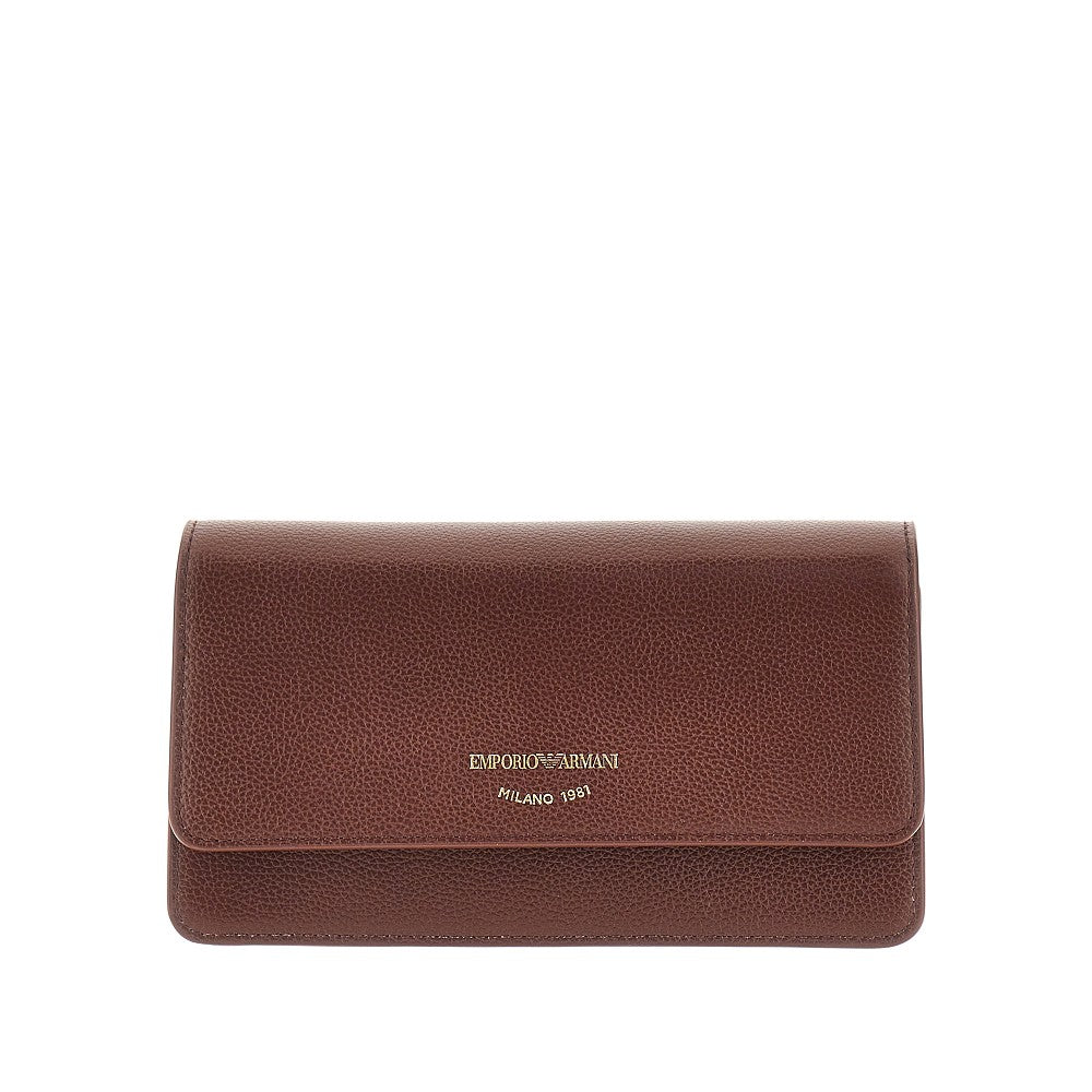 EMPORIO ARMANI OS grained leather clutch with chain