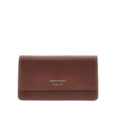 grained leather clutch with chain