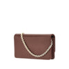 grained leather clutch with chain