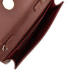 grained leather clutch with chain