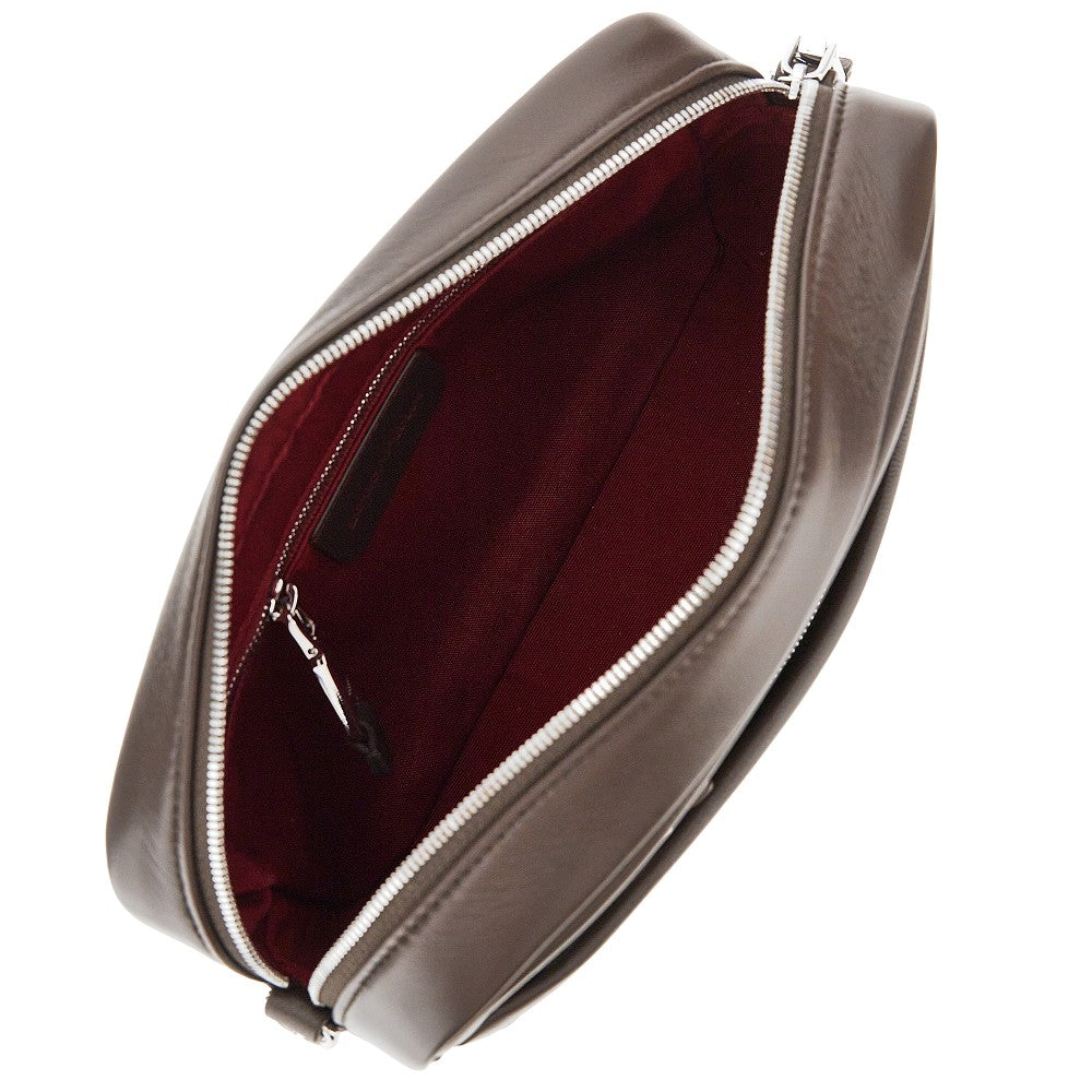 leather camera bag with logo
