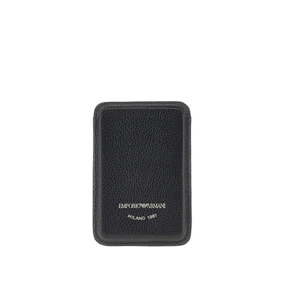 grained leather magnetic card holder