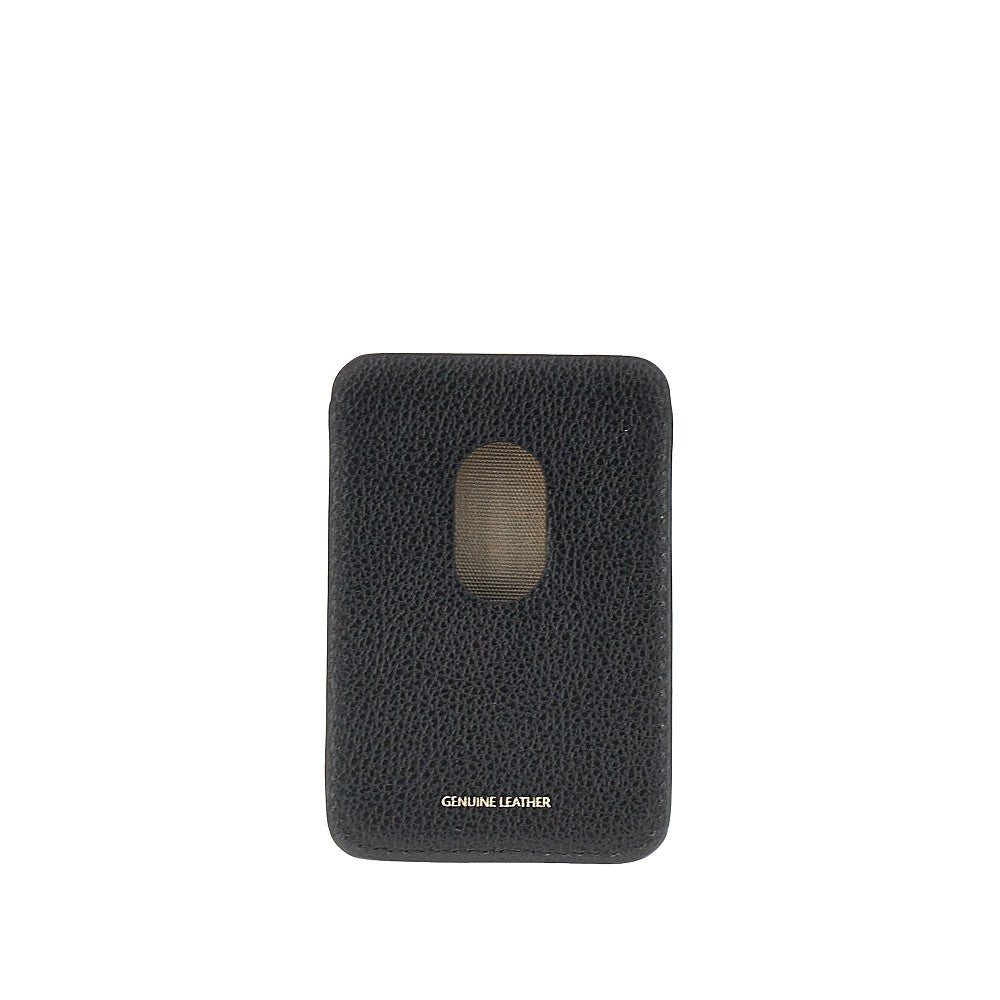 grained leather magnetic card holder