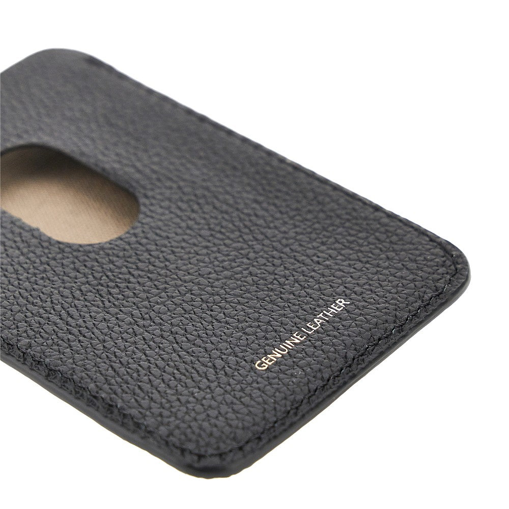 grained leather magnetic card holder