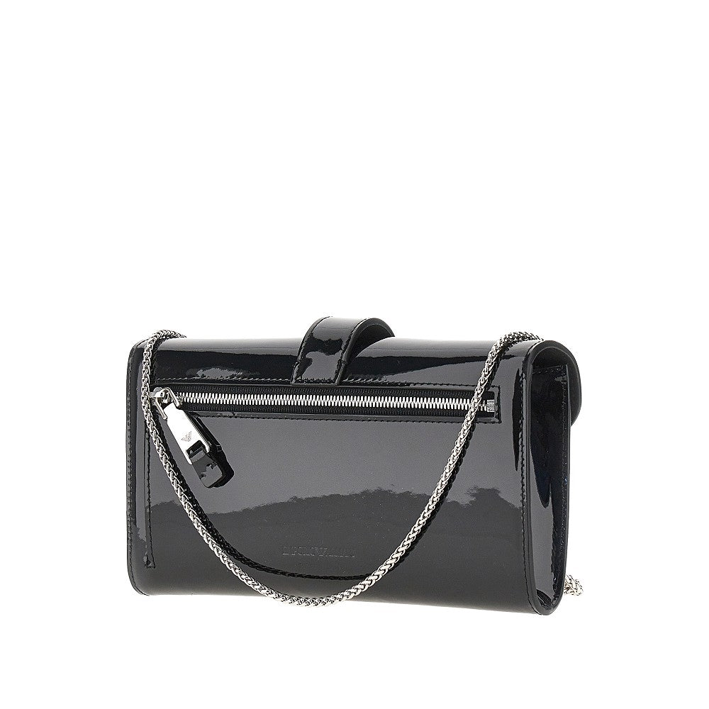 patent leather clutch with chain
