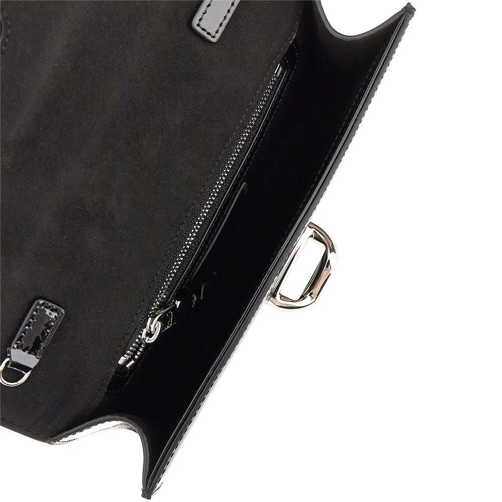 patent leather clutch with chain