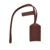 grained leather charm with logo plate