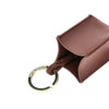 grained leather charm with logo plate