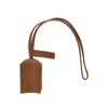 grained leather charm with logo plate