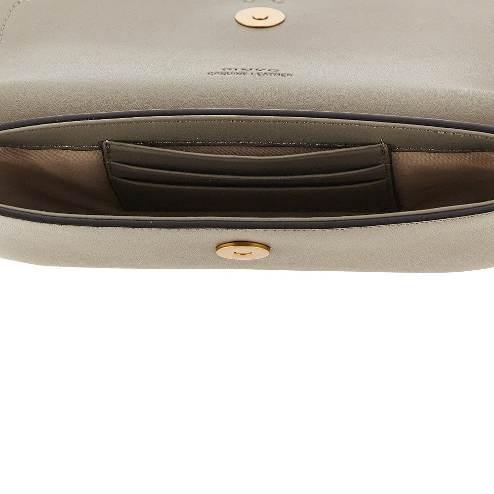 PINKO OS saddle flat leather pouch