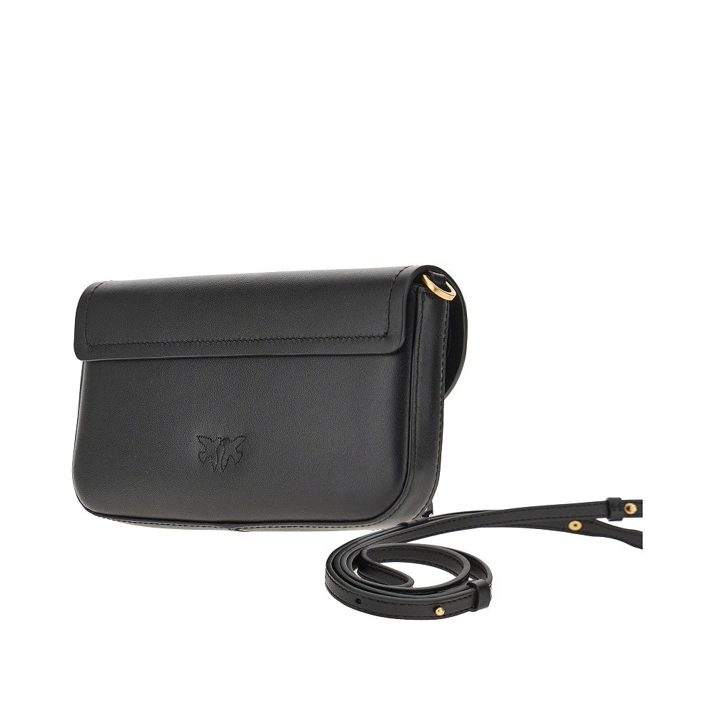 PINKO OS saddle flat leather pouch
