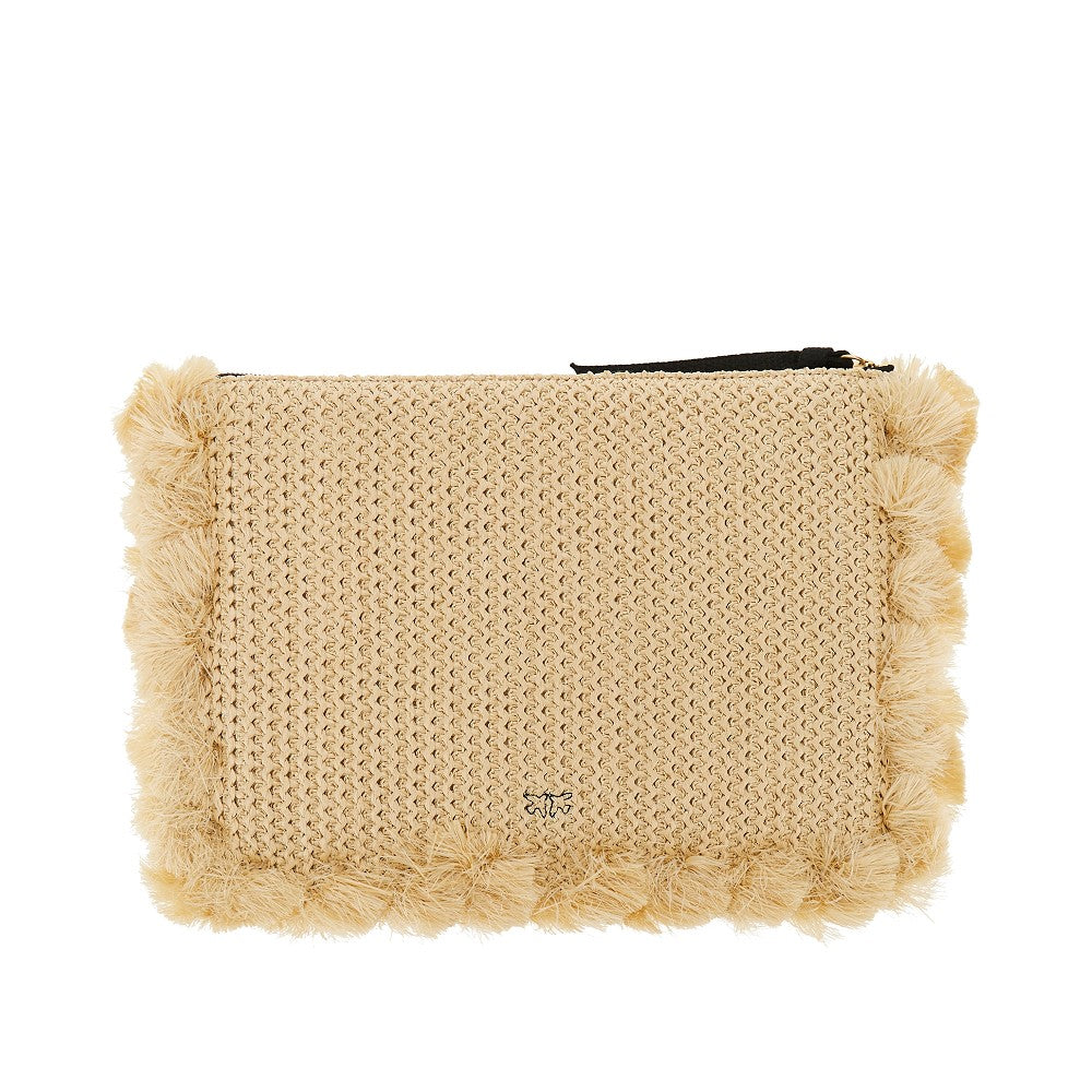 PINKO OS woven raffia pouch