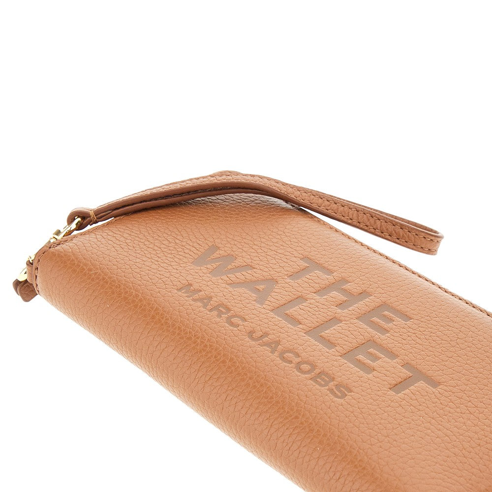 grained leather zip-around wallet
