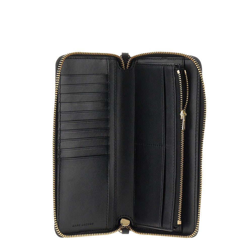 grained leather zip-around wallet