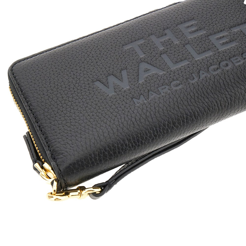 grained leather zip-around wallet
