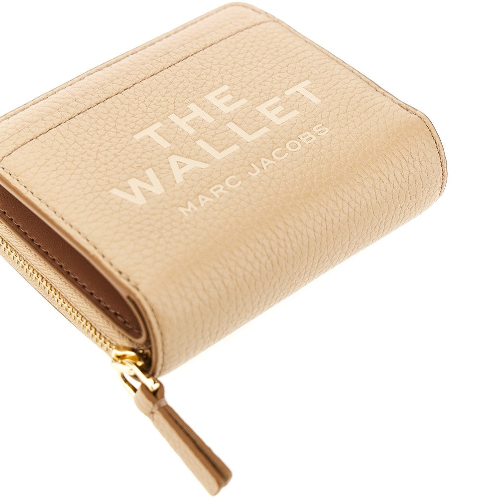 grained leather mini compact wallet