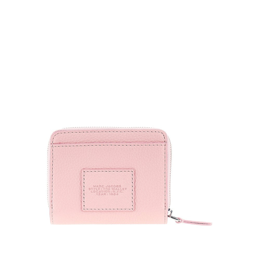 grained leather mini compact wallet