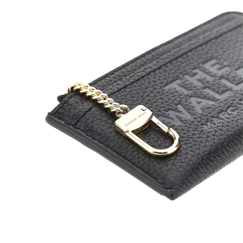 grained leather zip wallet