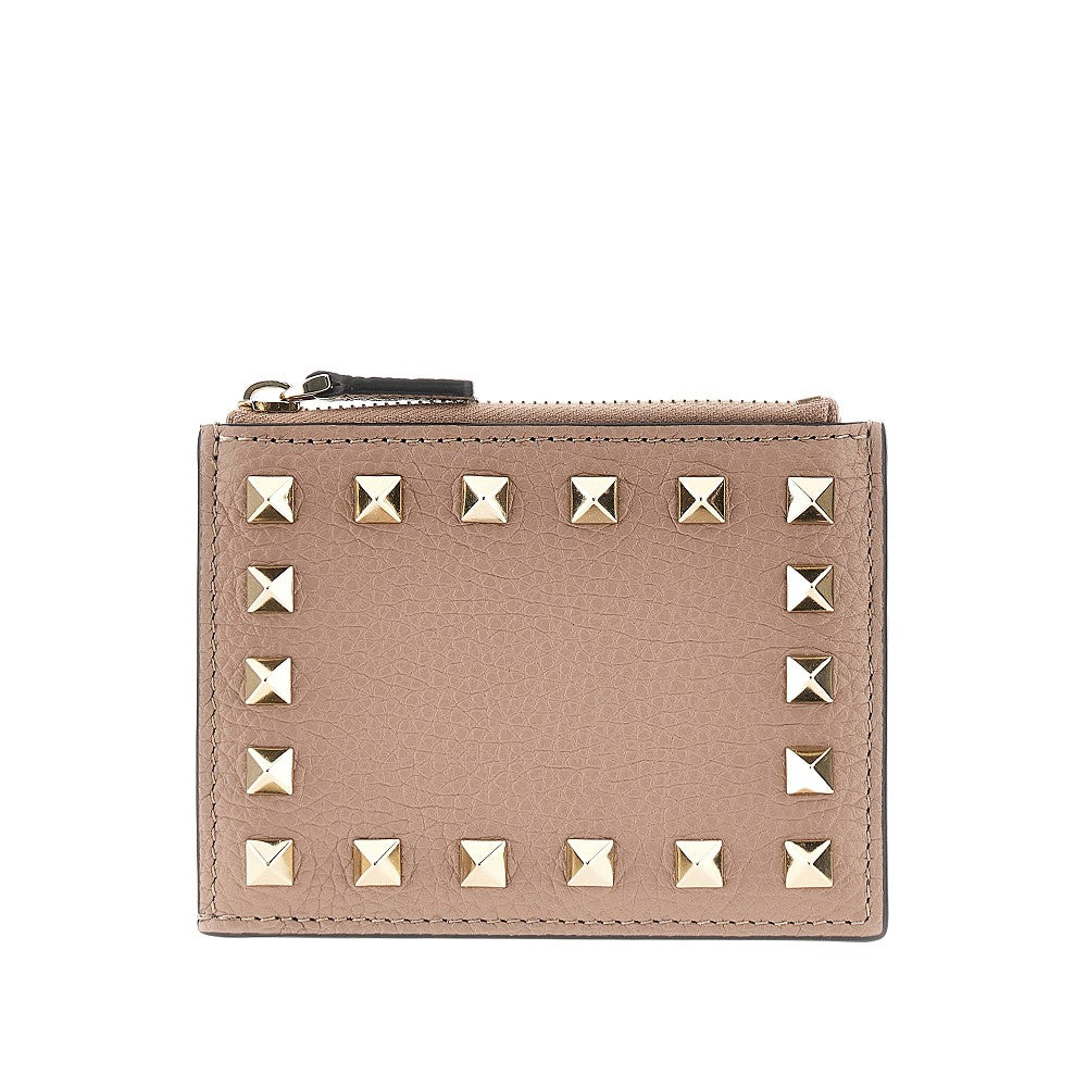 rockstud grained leather coin purse
