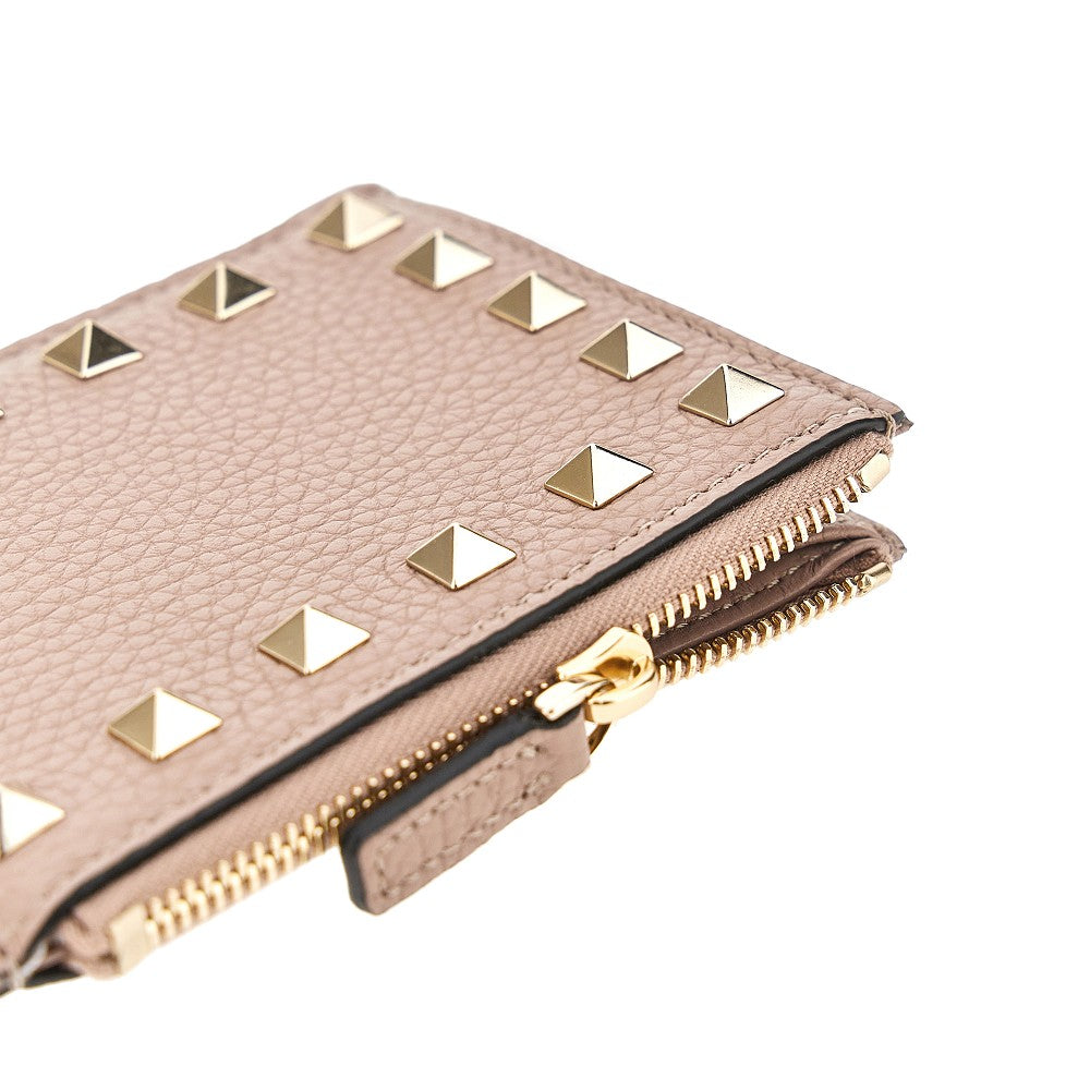 rockstud grained leather coin purse