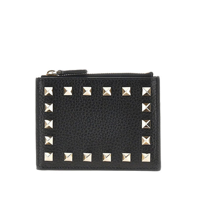rockstud grained leather coin purse